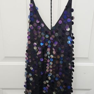 Sequin Halter Top in Black and Purple